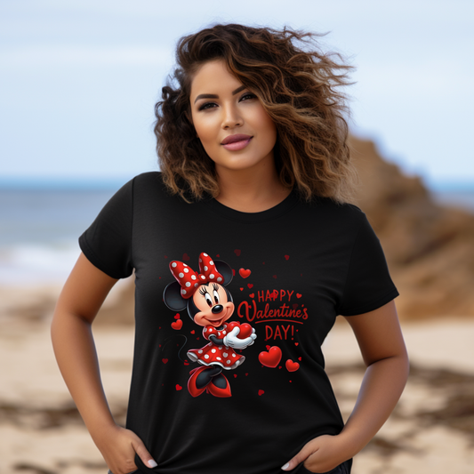 Minnie Mouse “Happy Valentine’s Day” Tee – DTF Print